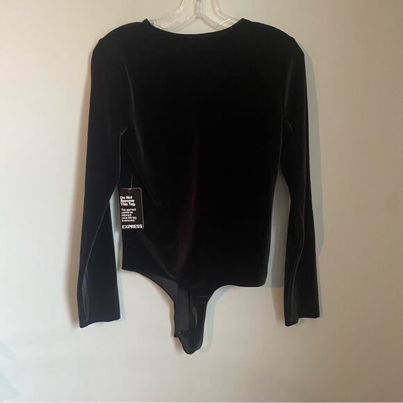 NWT Express Velvet Black Deep V Thong Bodysuit - Picture 6 of 8
